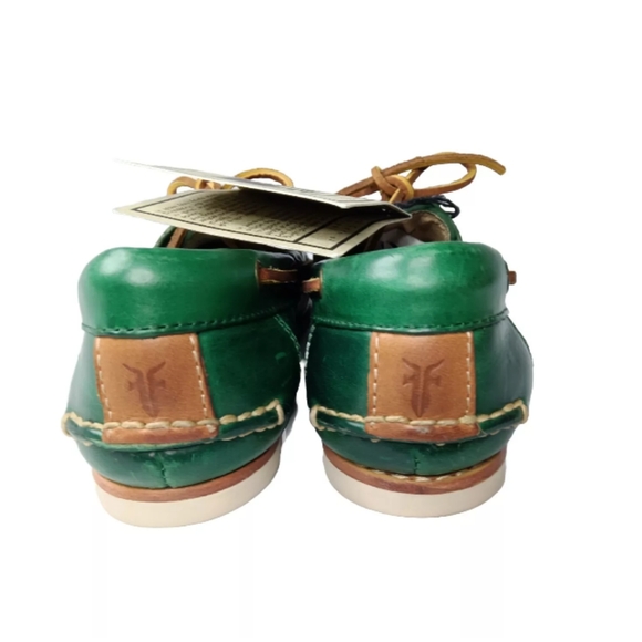 Frye Quincy Leather Boat Shoes Women's Size 5.5 M Green Flats Retial $148 - Picture 8 of 10